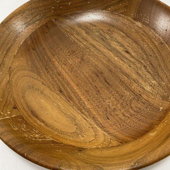 Genuine Ozark Mountain Walnut Native Wood Fruit Salad Bowl 9” Wooden Plate Brown - Picture 5 of 8